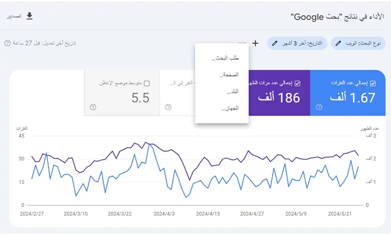 عوامل التصفية الأخرى في جوجل سيرش كونسول