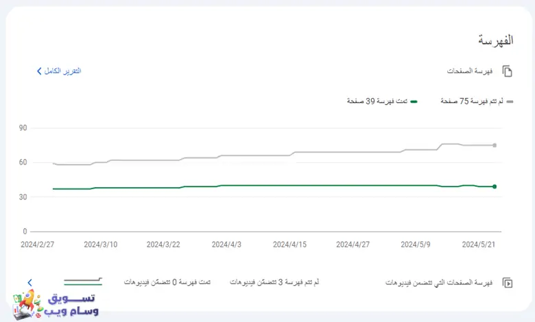 عدد الصفحات المفهرسة في جوجل سيرش كونسول