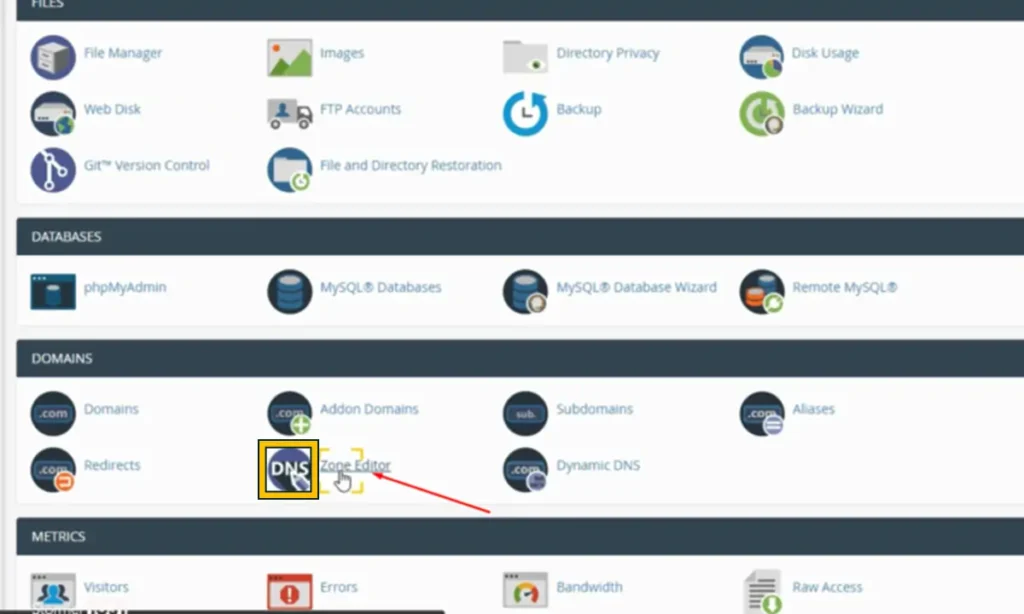 إضافة سجل DNS في لوحة التحكم