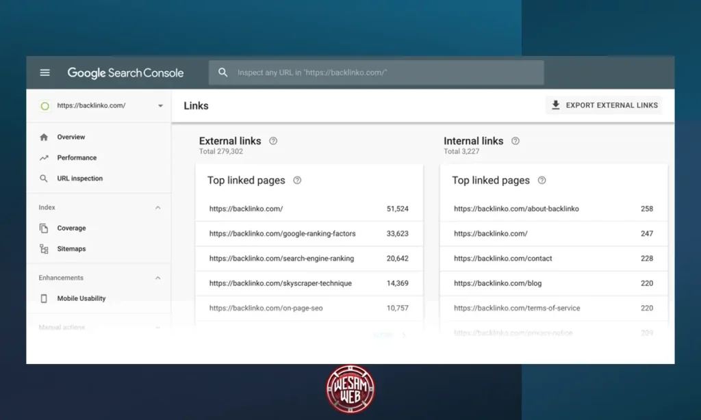 تقرير روابط وحدة تحكم البحث في جوجل