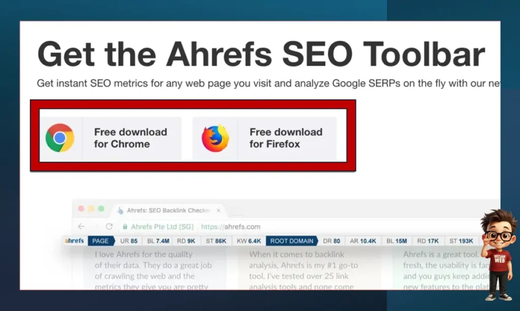 شريط أدوات Ahrefs: (Chrome و Firefox)