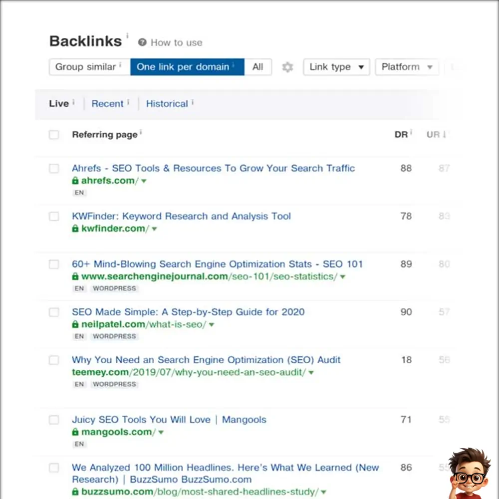 مشاهدة الأنواع المختلفة من الـ Backlinks