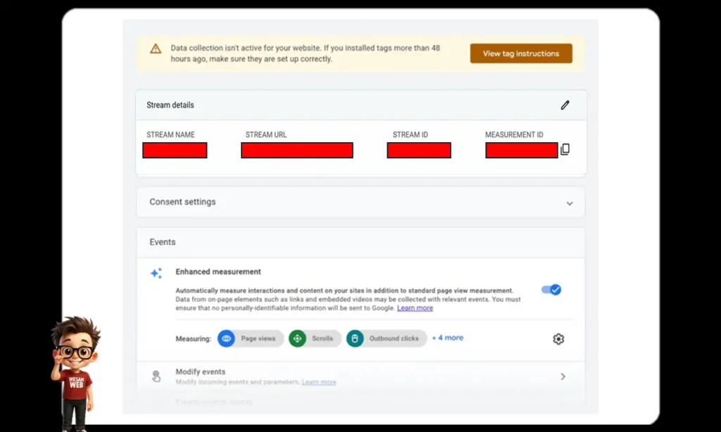 تعليمات التثبيت لإضافة رمز GA4