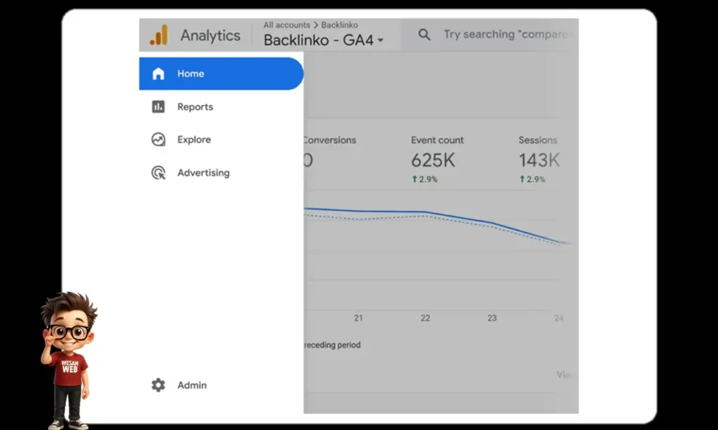 التنقل واستكشاف واجهة Google Analytics 4 (بالإضافة إلى المقاييس الرئيسية) المرحلة الثانية