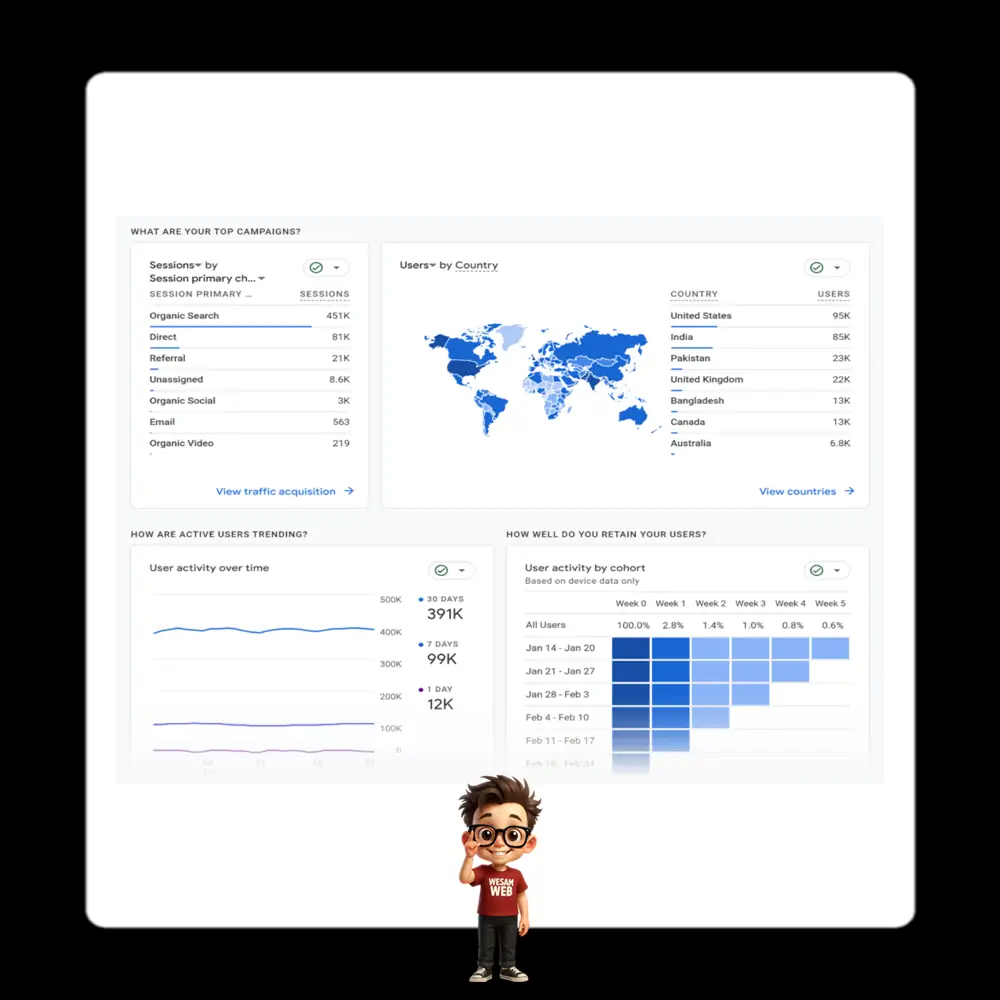 باقي تقارير Google Analytics 4