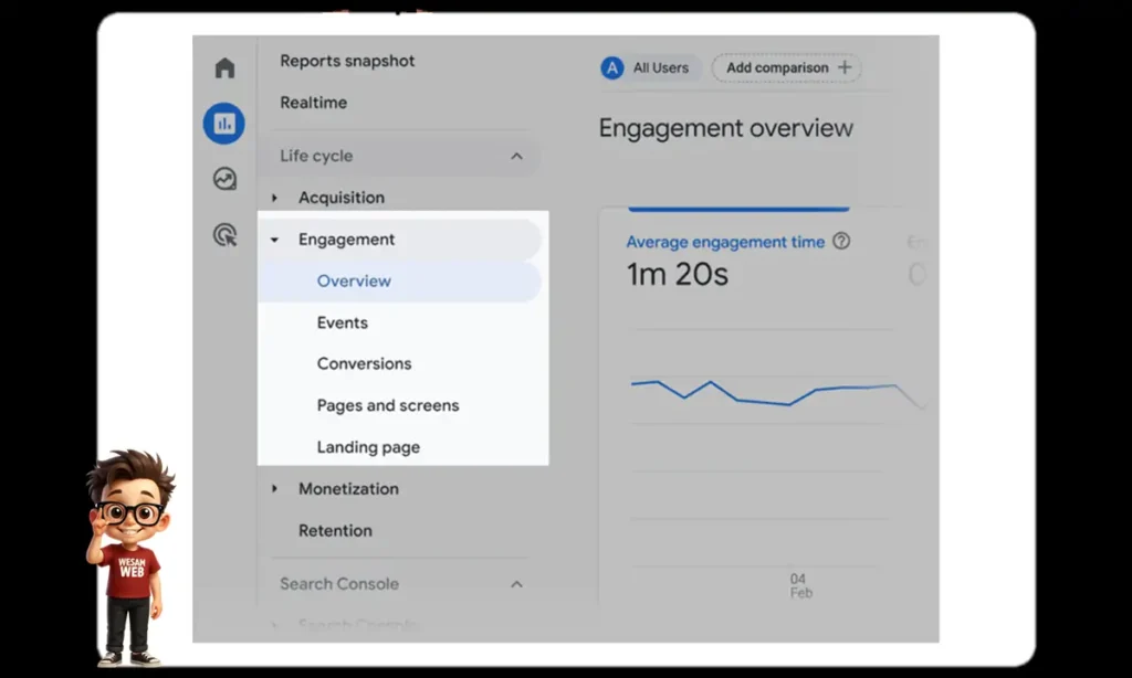 قسم التفاعل (Engagement) في Google Analytics 4