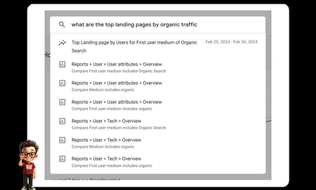 اكتساب الرؤى باستخدام ميزة البحث (Search Insights) في Google Analytics 4