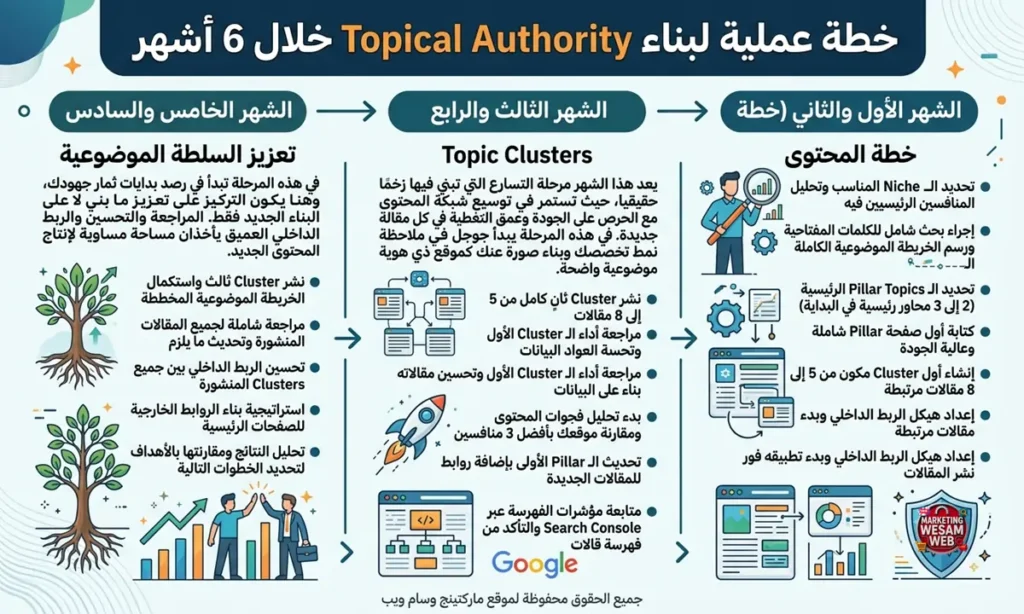 خطة عملية لبناء Topical Authority خلال 6 أشهر