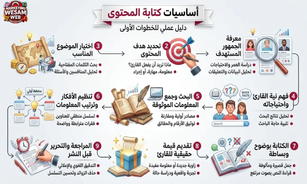 الأساسيات لكتابة المحتوى