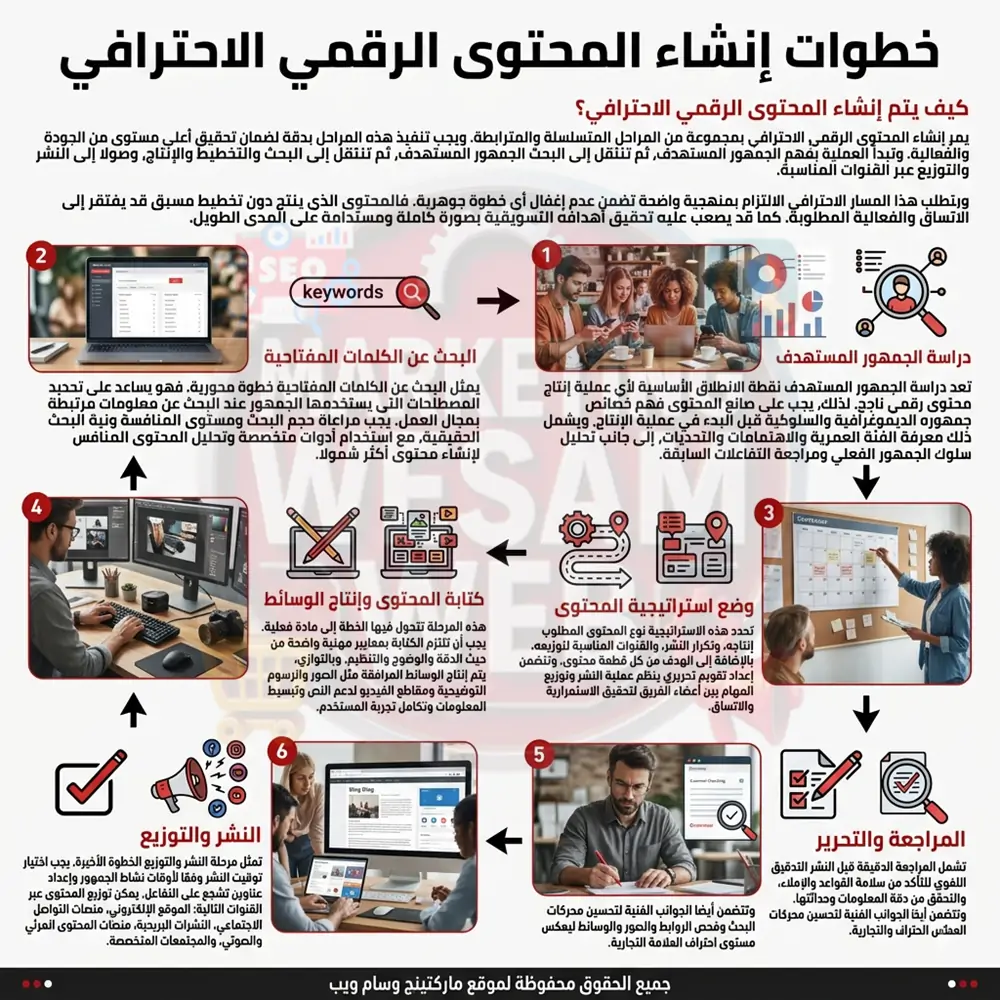 خطوات إنشاء المحتوى الرقمي الاحترافي