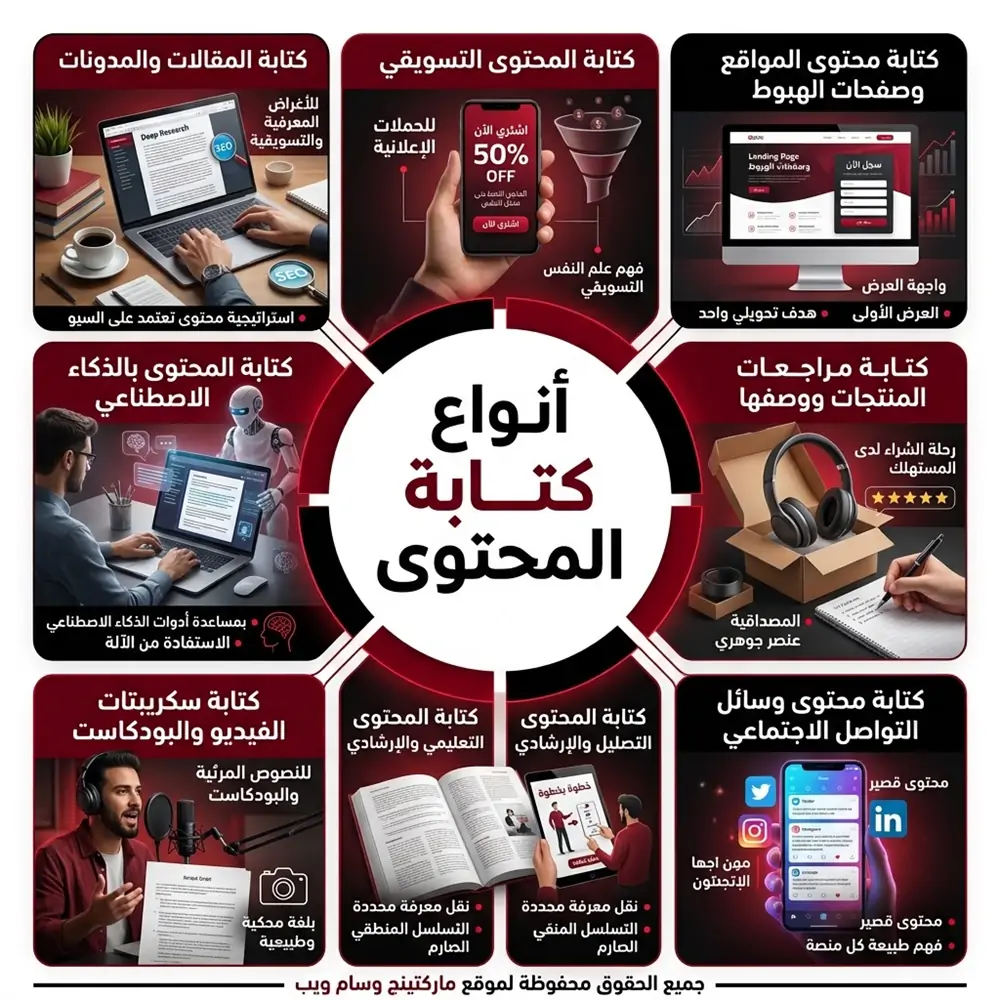 أنواع كتابة المحتوى
