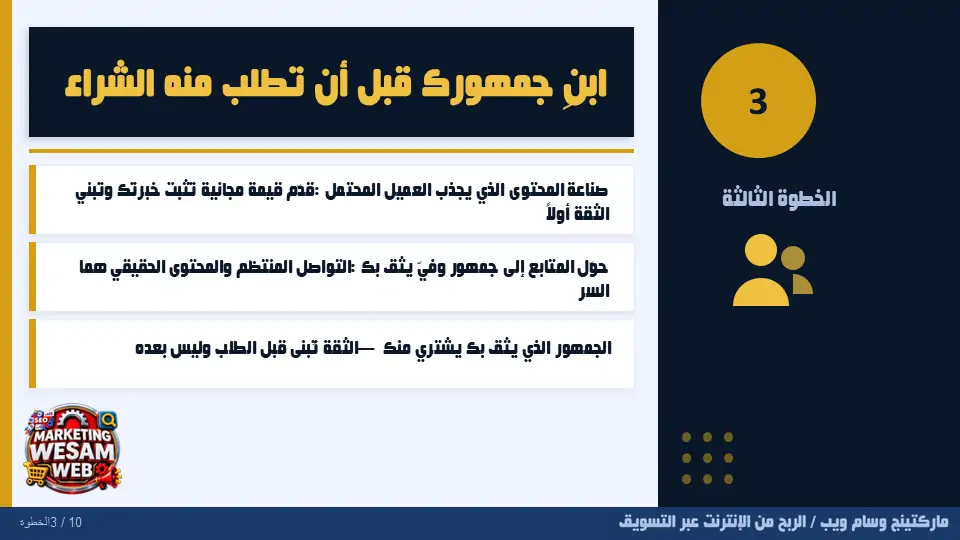 الخطوة الثالثة: ابنِ جمهورك قبل أن تطلب منه الشراء