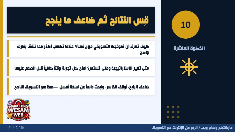الخطوة العاشرة: قِس النتائج ثم ضاعف ما ينجح